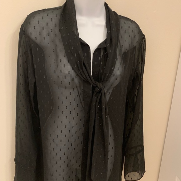 THEORY Black Metallic Silk Scarf Dress 4 - Picture 6 of 8